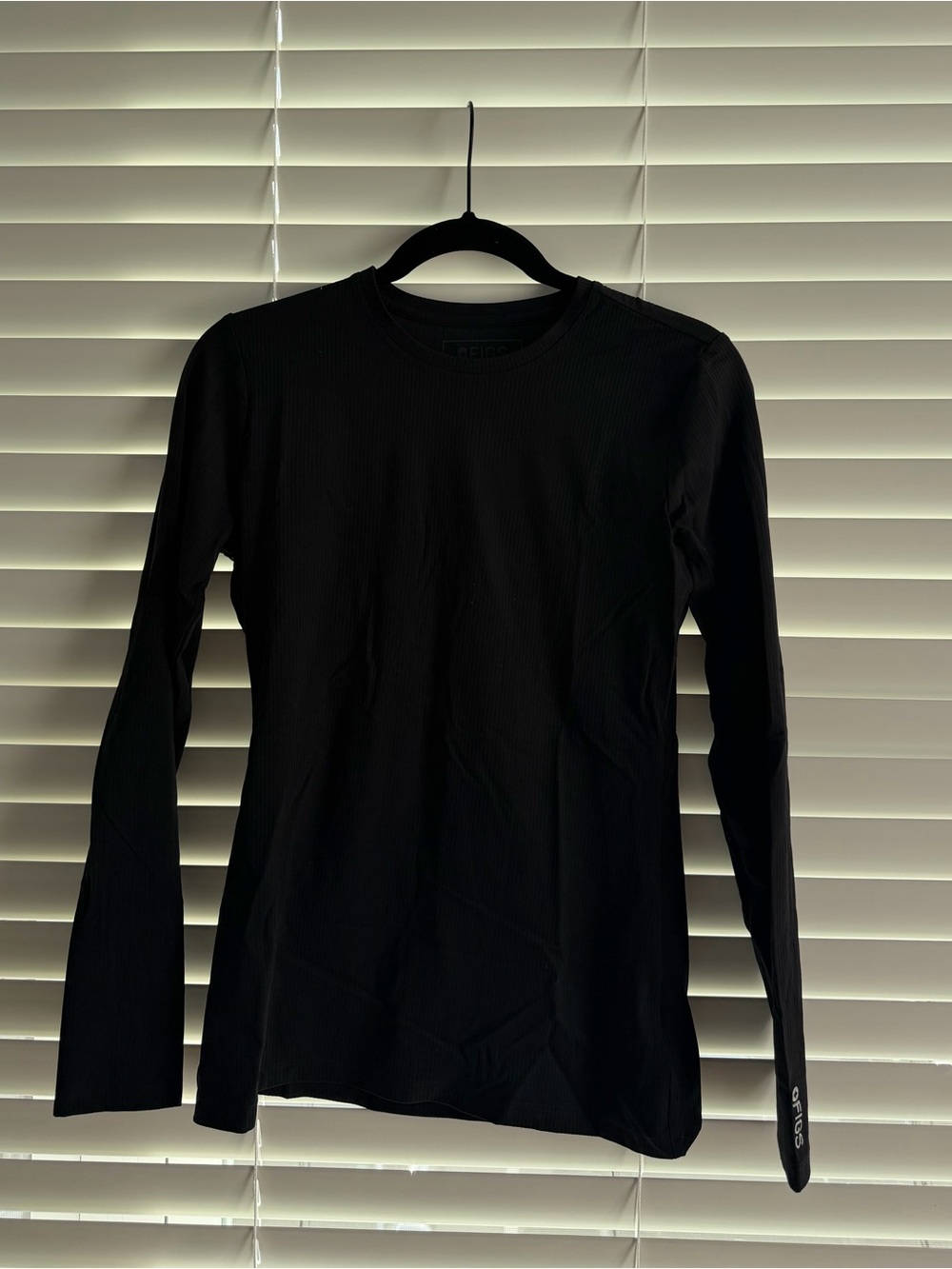 Figs Black Ribbed Long Sleeve Top